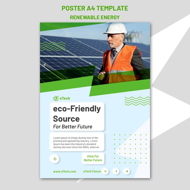 Renewable and sustainable energy vertical poster template