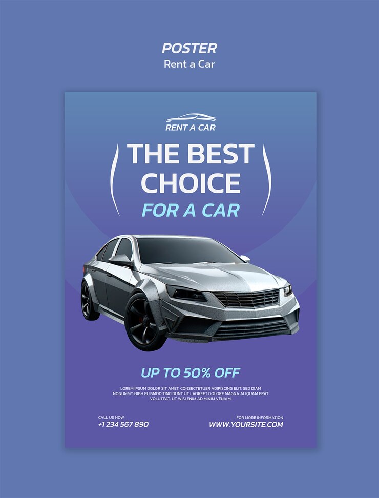 Free PSD rent a car template design
