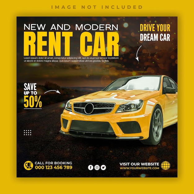Rental car promotion social media instagram post banner template