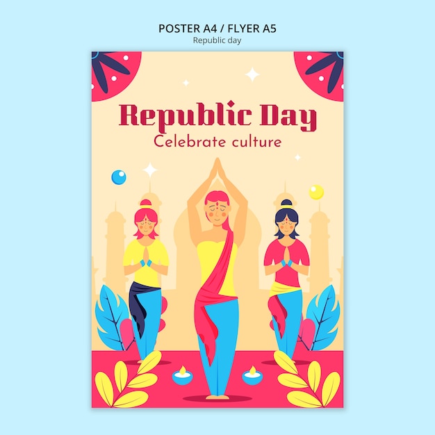 Free PSD republic day celebration poster template