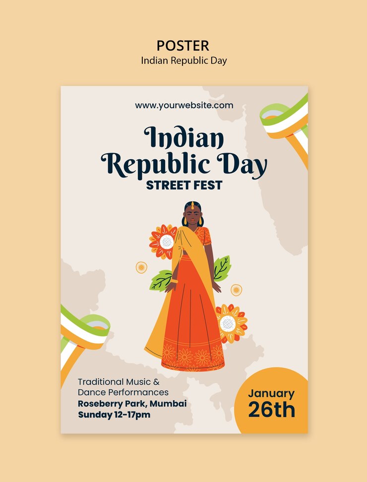 Free PSD republic day  celebration template
