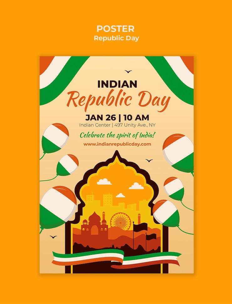 Free PSD republic day  celebration template