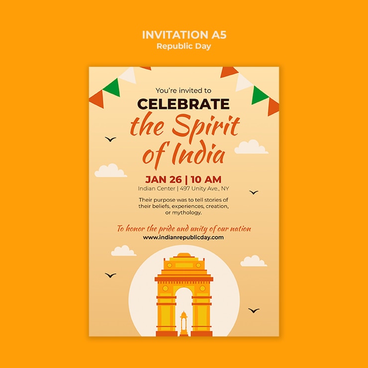 Free PSD republic day  celebration template