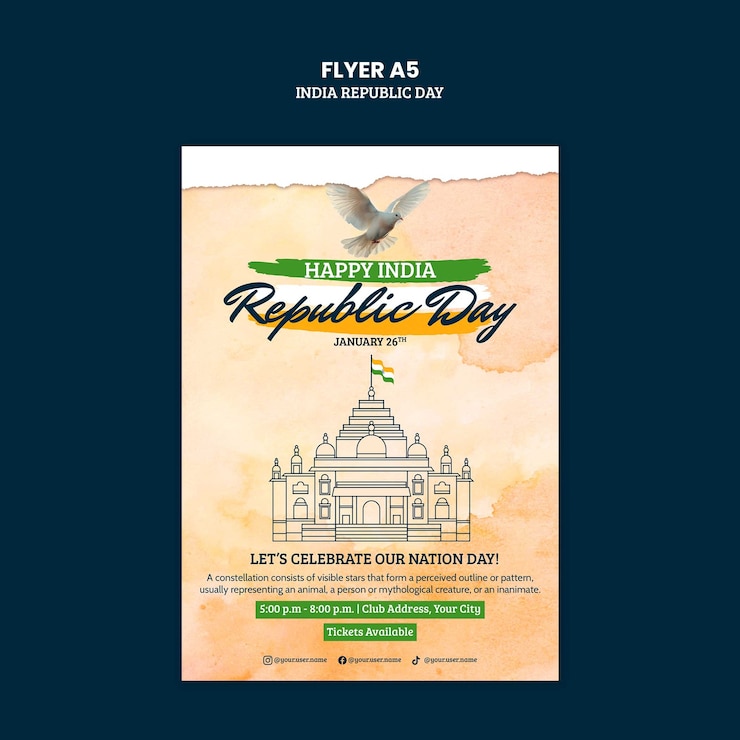 Free PSD republic day  celebration template