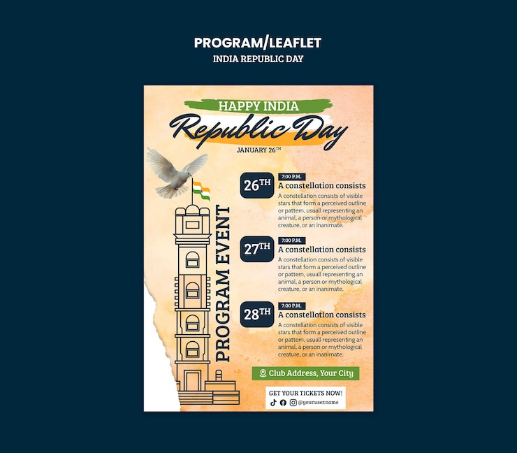 Free PSD republic day  celebration template