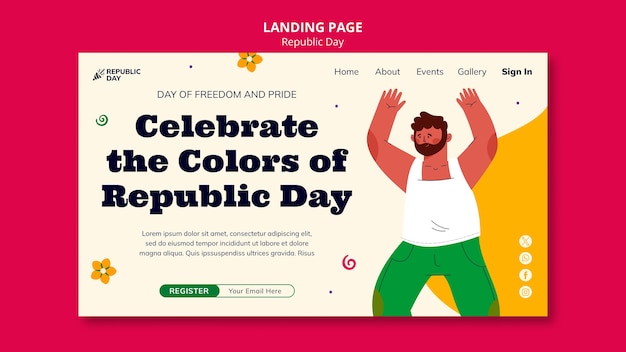 Free PSD republic day template design