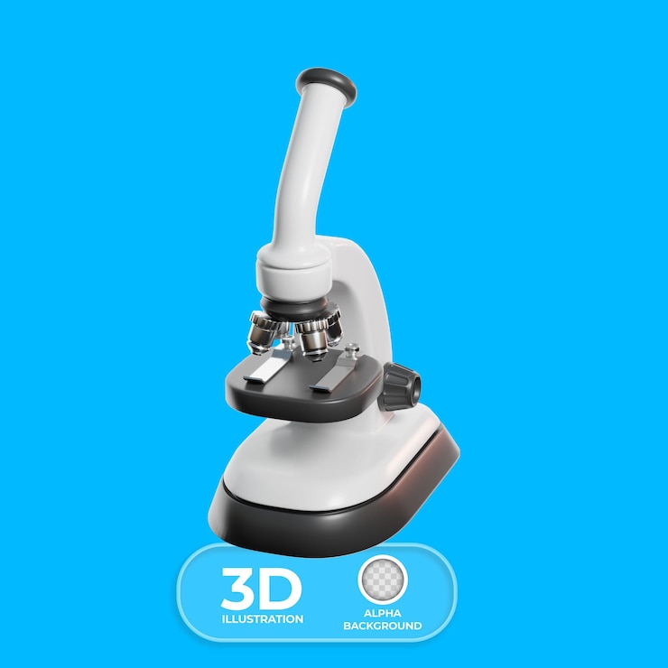 Free PSD research and laboratory microscope 3d illustration