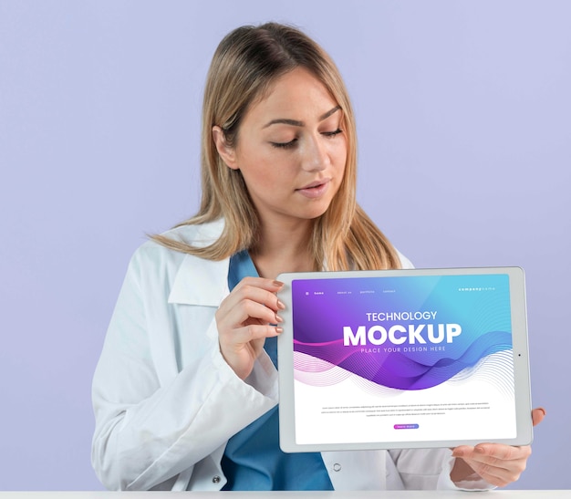 Research in technology with tablet mockup