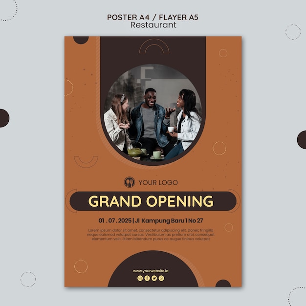 PSD gratuito poster modello di annuncio del ristorante