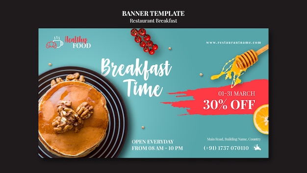 Restaurant banner template with discount