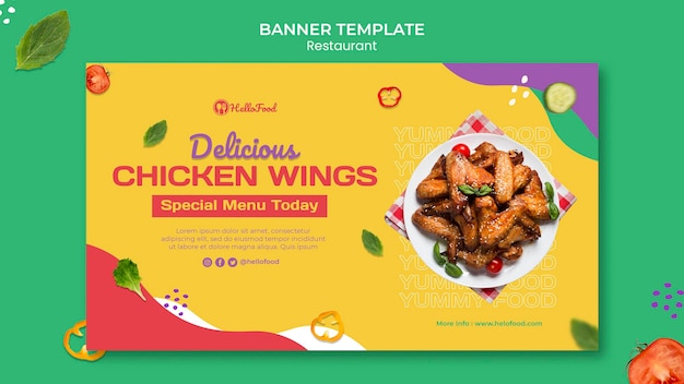 Restaurant banner template with photo