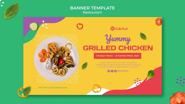 Free PSD restaurant banner template with photo