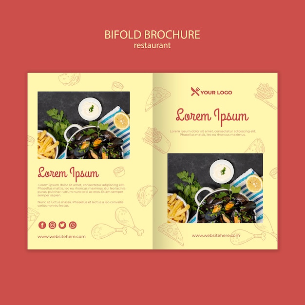 Free PSD restaurant bifold brochure template