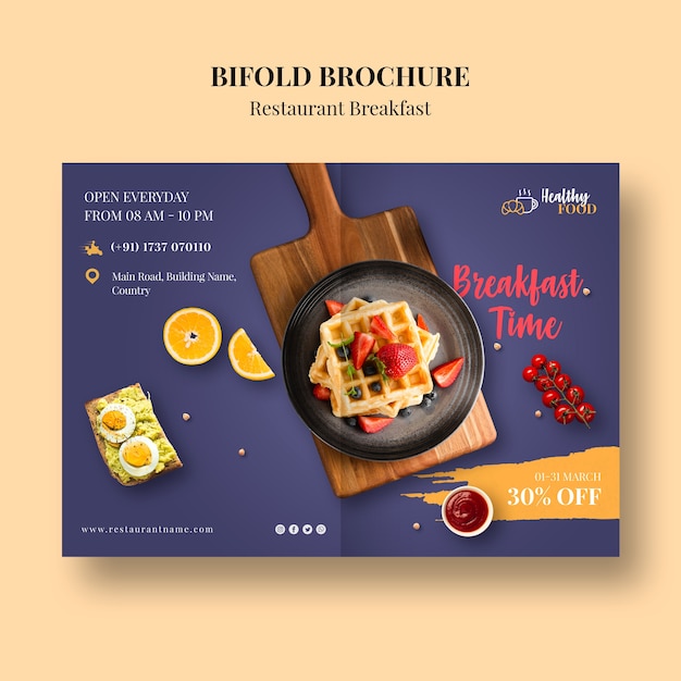 Restaurant brochure template with discount