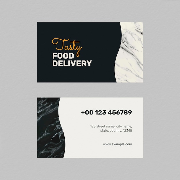 Restaurant Business Card Template PSD in Front and Rear View