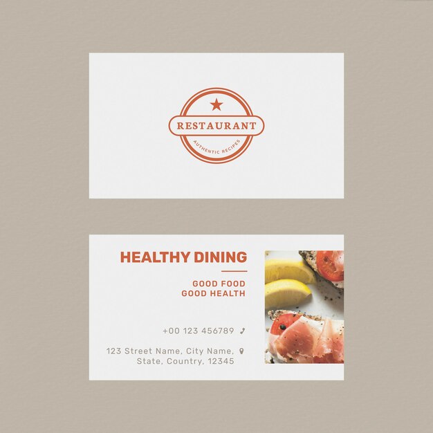 Restaurant business card template psd in front and rear view