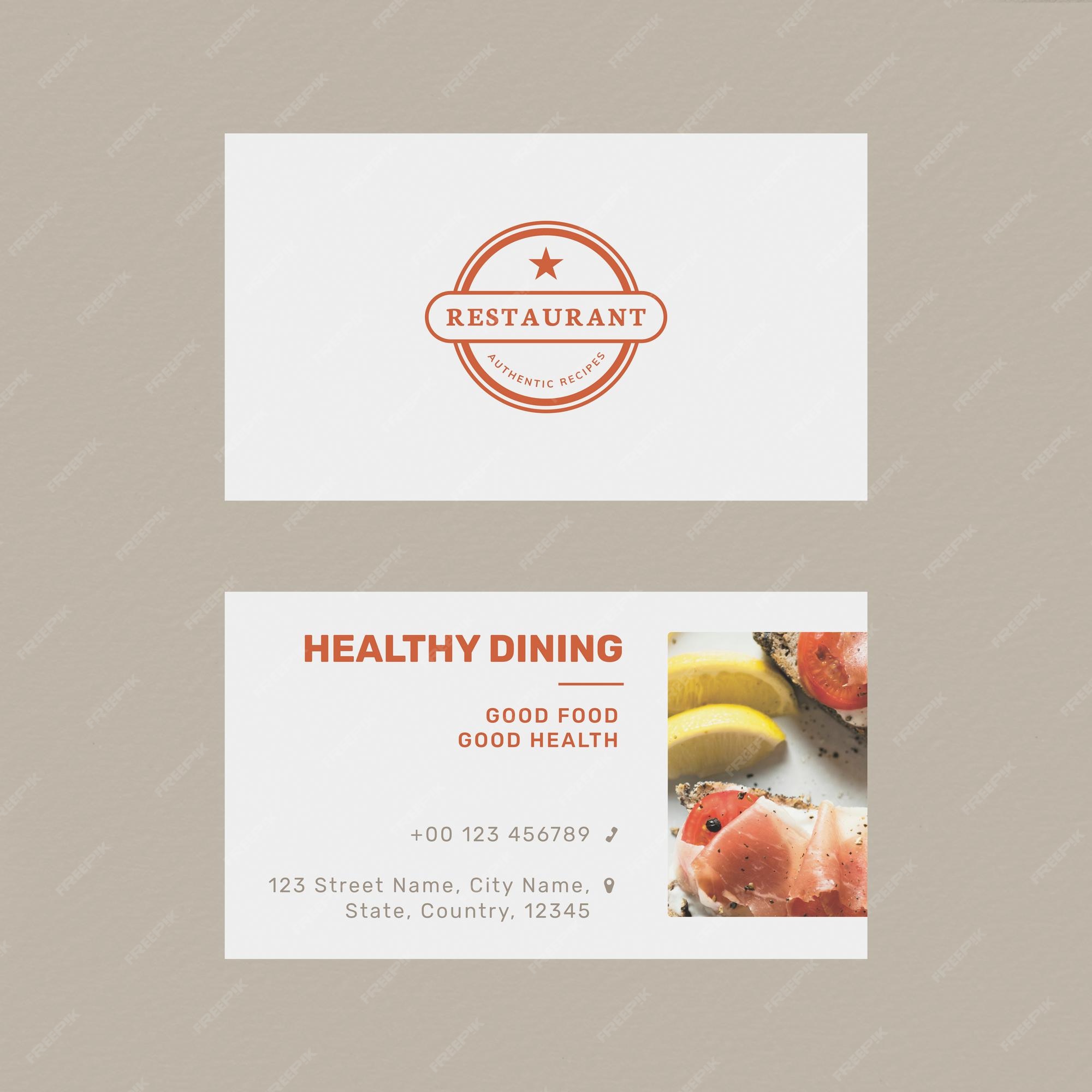 Free PSD | Restaurant business card template psd in front and rear view