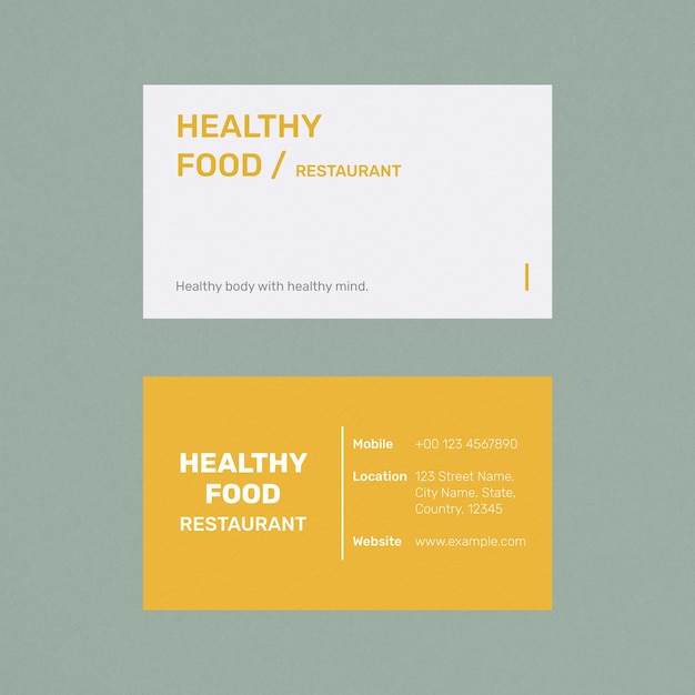 Free PSD restaurant business card template psd in front and rear view