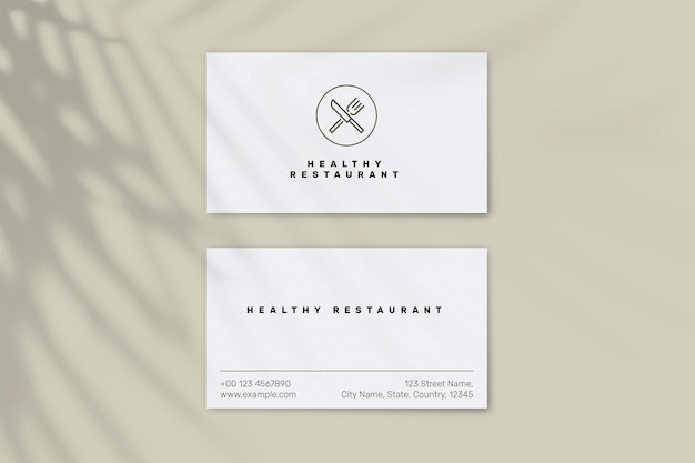 Restaurant business card template psd in front and rear view