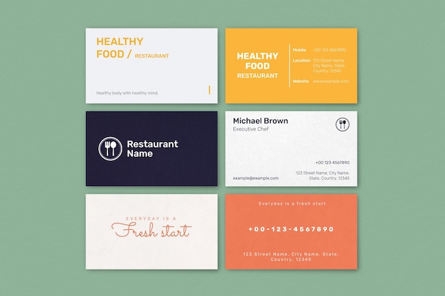 Free PSD restaurant business card template psd set