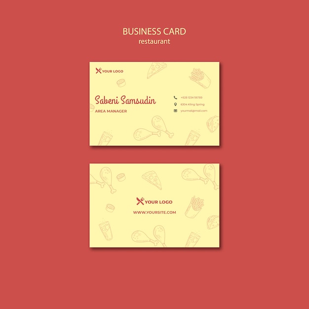 Free PSD restaurant business card template