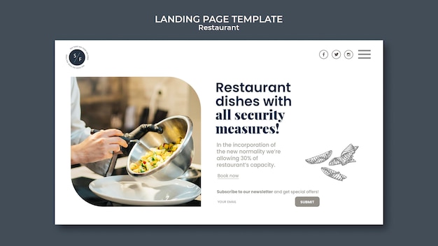 Free PSD restaurant business landing page template