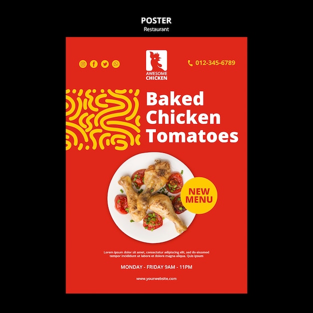 Free PSD restaurant concept poster template