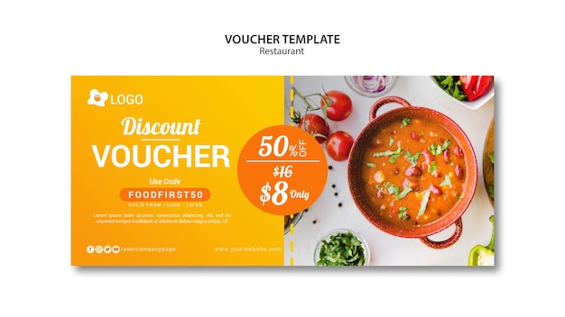 Free PSD restaurant discounts offer template