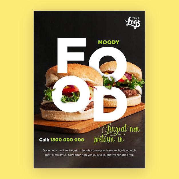 Free PSD restaurant flyer template with burgers