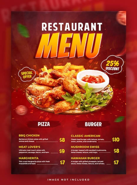 Free PSD restaurant food menu poster design template