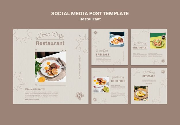 レストランinstagramソーシャルメディアテンプレートデザイン
