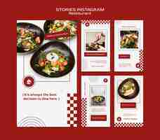 Free PSD restaurant instagram stories collection with food