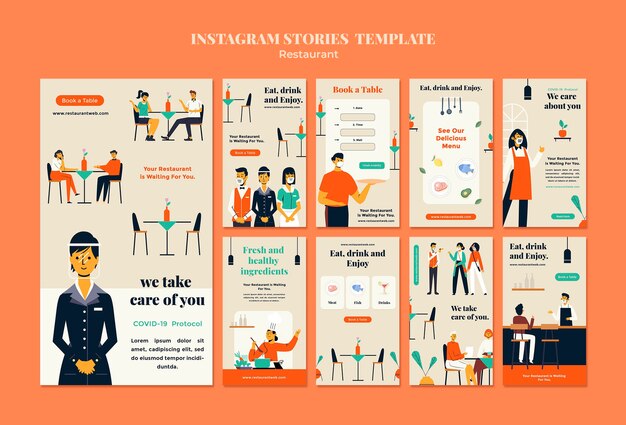 Restaurant instagram stories colorful template