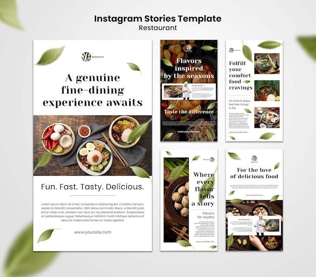 PSD gratuito progettazione del modello di storie del ristorante instagram