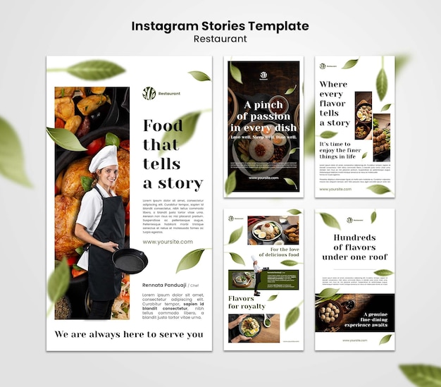 PSD gratuito progettazione del modello di storie del ristorante instagram