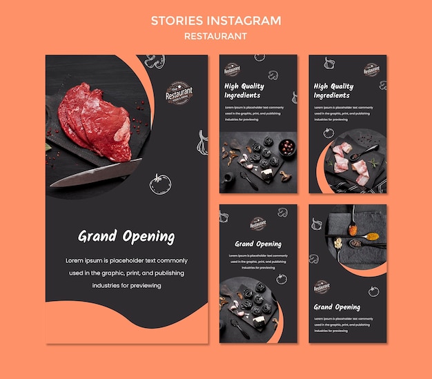 Бесплатный PSD Шаблон истории ресторана instagram