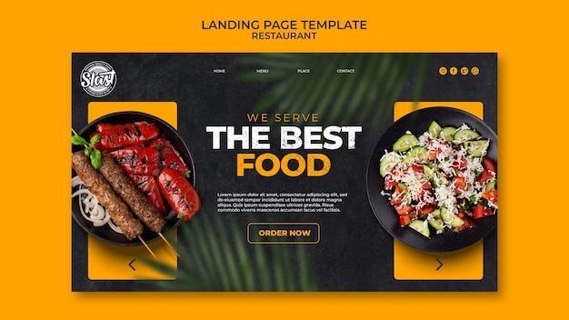 Free PSD restaurant landing page template with leaves design