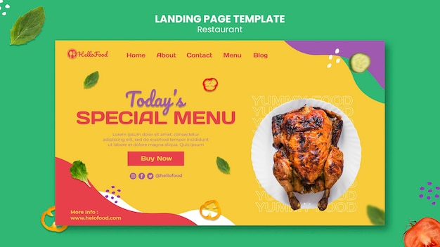 Restaurant landing page with photo