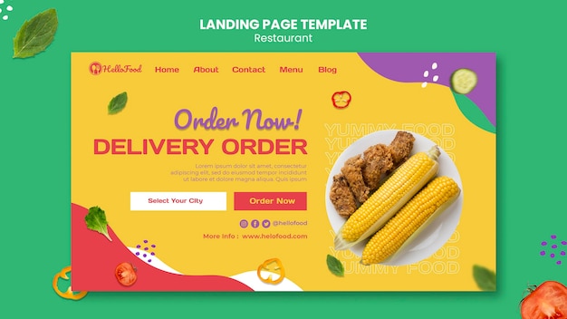 Restaurant landing page with photo