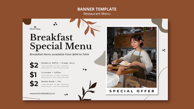 Free PSD restaurant menu banner design template