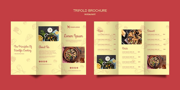 restaurant menu bifold brochure