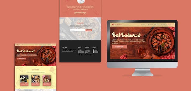 Free PSD restaurant menu landing pages