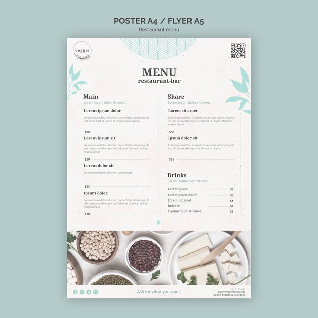 Restaurant menu poster template