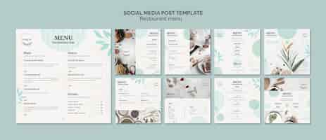 Free PSD restaurant menu social media templates