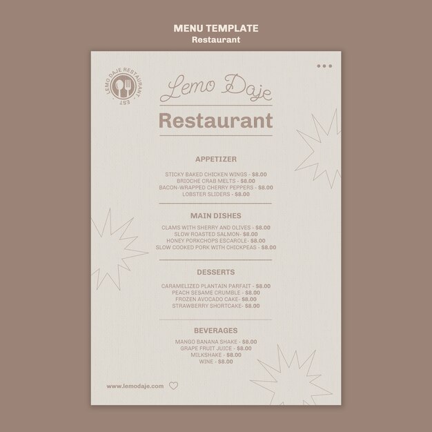Restaurant menu template design