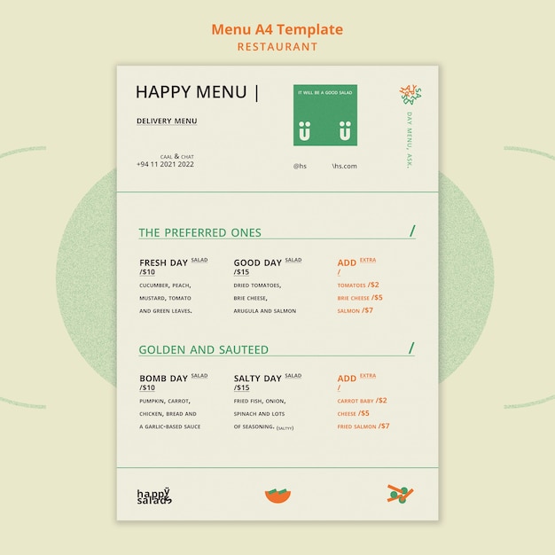 PSD gratuito modello di menu del ristorante