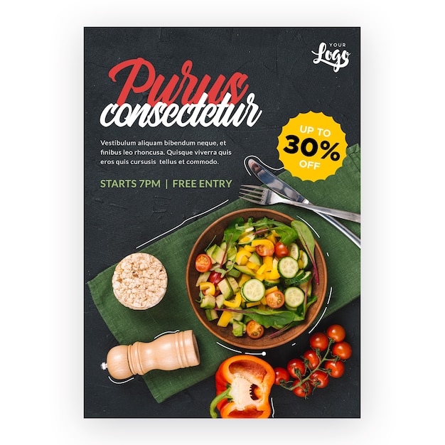 Free PSD restaurant menu with discount