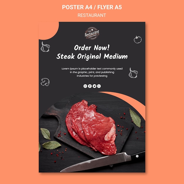 Restaurant offer poster template