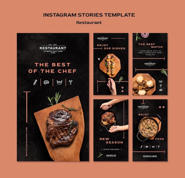 Бесплатный PSD Шаблон истории ресторана instagram