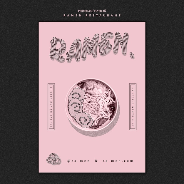 PSD gratuito modello di poster di ristorante ramen noodles